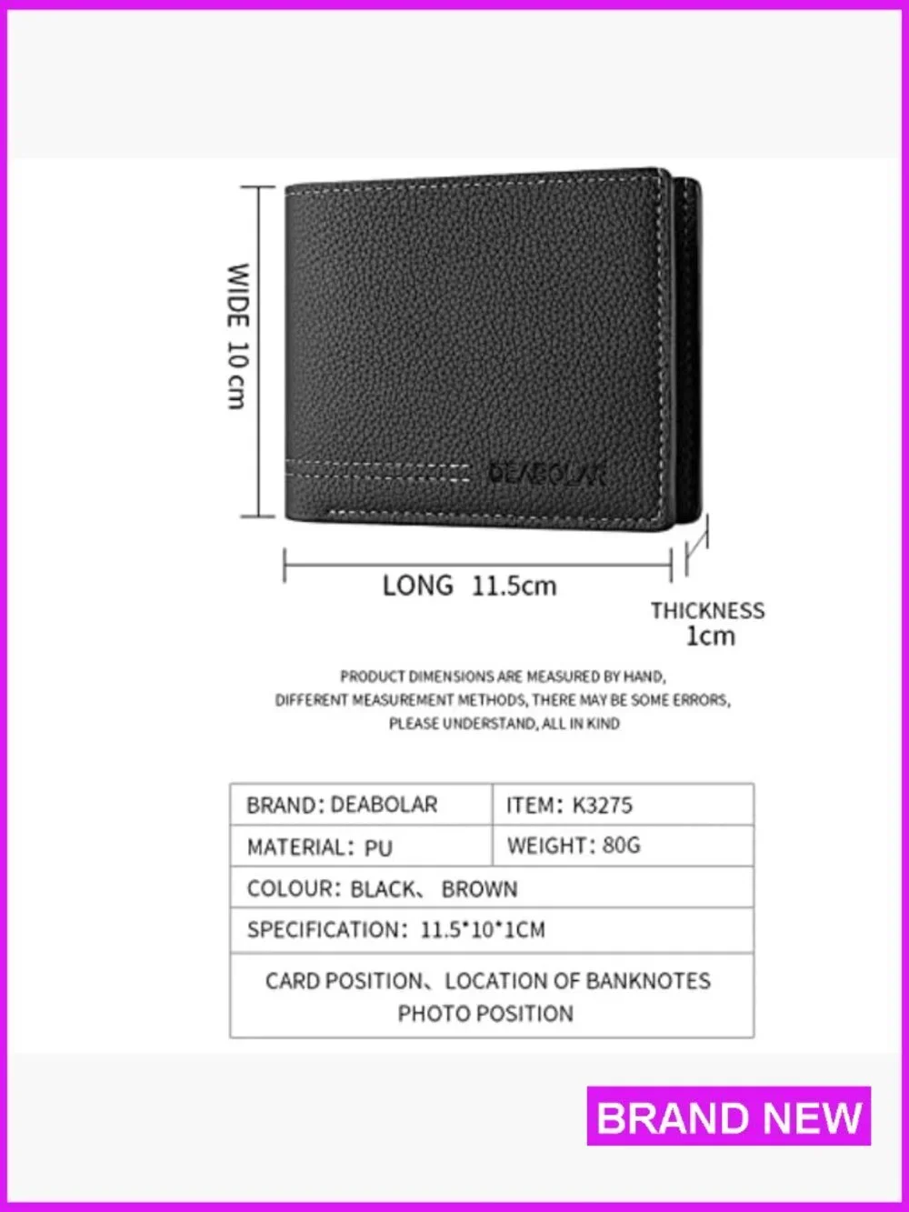 Slim PU Leather Wallet Classic Bifold Design RFID Blocking Travel Essential